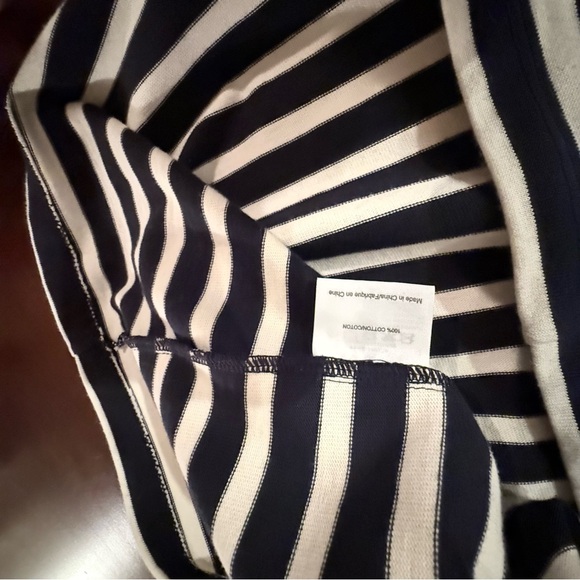 Tory Burch Navy Stripe Knit Dress Ruffle Collar Size small Breton Style - Picture 8 of 9
